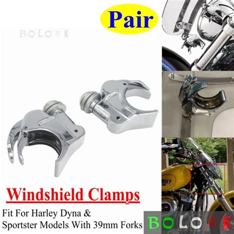 Motorcycle 39mm Windshield Clamp For Harley Dyna Super Glide Fxd