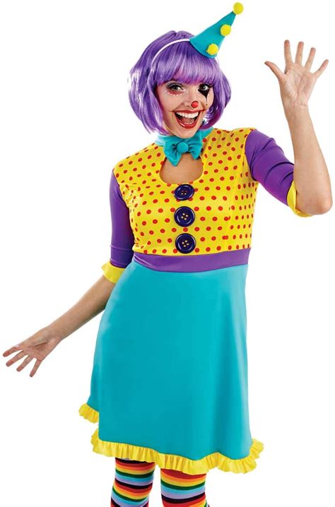 Womens Clown Costume Adults Fun Party Circus Carnival Dress Outfit Toptoy