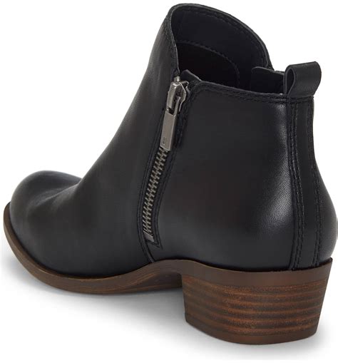 lucky brand women s basel bootie black leather side zip low cut ankle bootie ebay