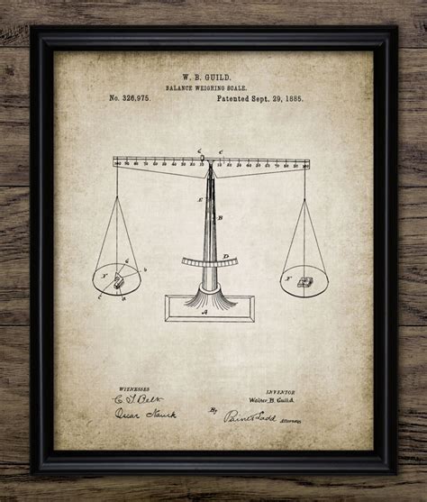 Scales Of Justice Patent Print 1885 Balance Weighing Scale Etsy