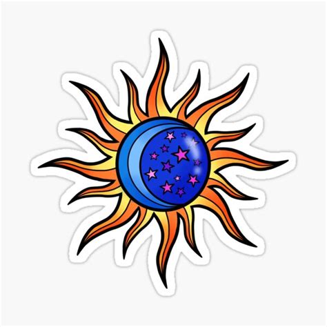 Psychedelic Sun And Moon Sticker For Sale By Jackalhearts Redbubble