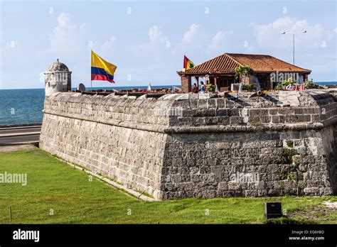 Fortified City Wall Murallas Cartagena De Indias Colombia Stock
