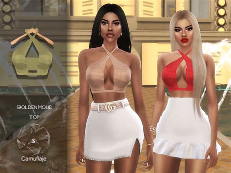 Camuflaje Golden Hour Top Sims 4 Clothing Sims 4