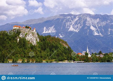 Lake Bled Slovenian Alps Julian Alps In Summer Medieval Castle And