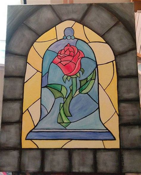 Beauty And The Beast Enchanted Rose Stained Glass Acrylic Disney