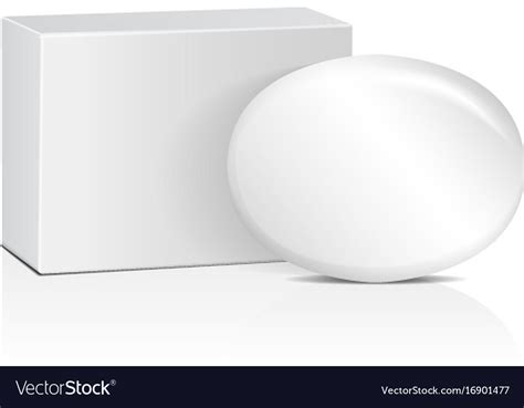 Oval Soap With White Box Realistic Mockup Package Vector Image