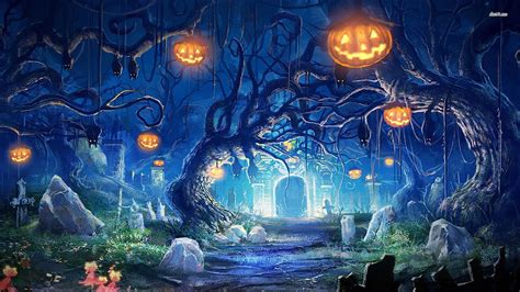 Free Download Halloween Night In The Cemetery Wallpaper Holiday