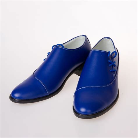 Wholesale New 2015 Fashion Men Royal Blue Leather Waterproof Shoe Mens
