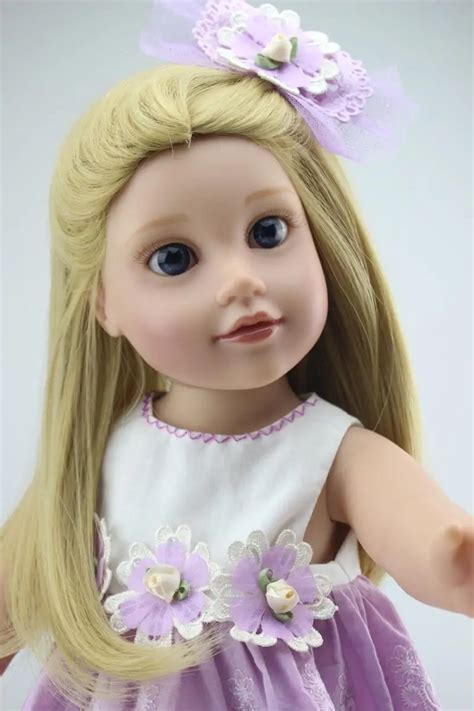 New American Princess 18 Inch Girl Dolls For Girls Vinly Cloth Body Blond Hair Fashion Dress