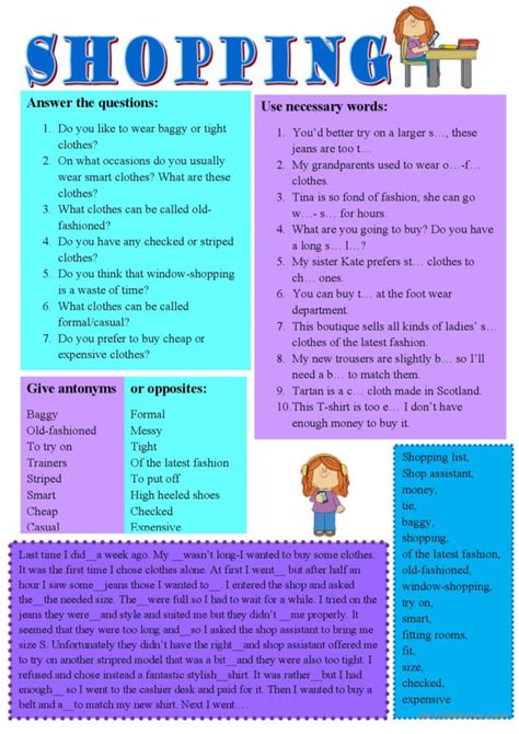 Shopping For Clothes English Esl Worksheets Pdf And Doc