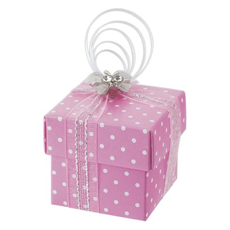 Square Favour Box Pack Of 10 Pink Polka Dot
