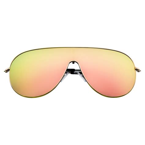 Sunglasses Shield Retro Monoblock Mirrored Flat Lens Oversized Shield