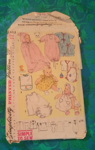 Vintage Simplicity Pattern 1443 Complete Baby Layette 1960s Cut Ebay