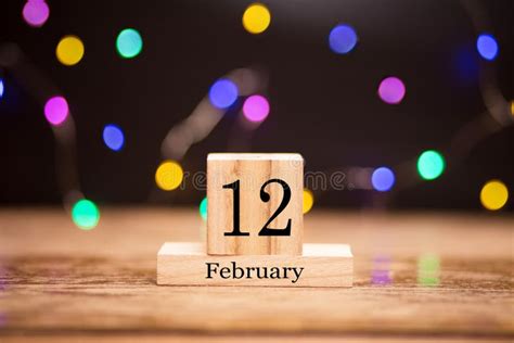 February 12th Day 12 Of February Month Set On Wooden Calendar At