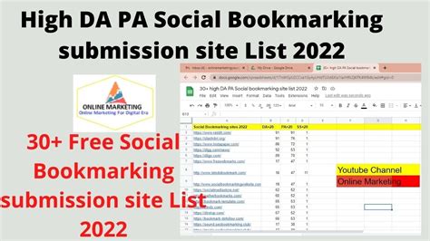 Free Social Bookmarking Site List High Da Pa Free Social Bookmarking Site List Youtube