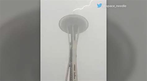 Rare Lightning Strike To Seattles Space Needle Captured On Video Ktla