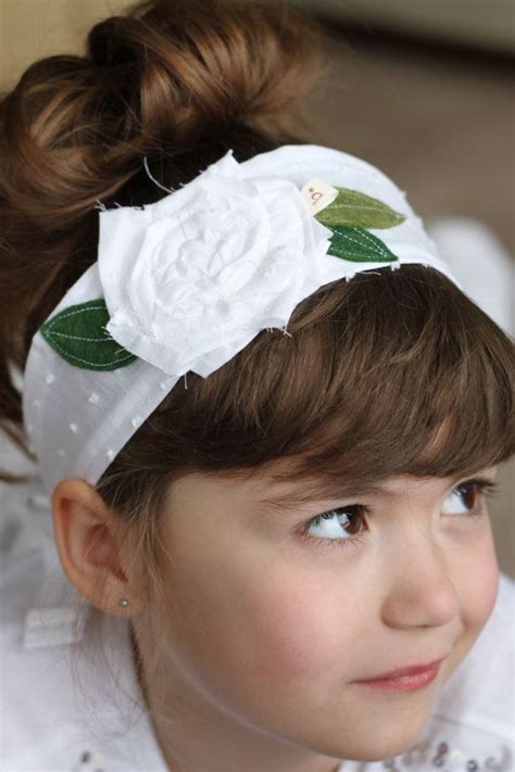 White Flower On White Headband Headbands White Flowers Etsy
