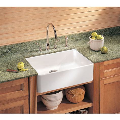 Just as the name implies, they are dropped in from above into a cutout in the. Kitchen Sinks - Fireclay Apron Front 20'' Undermount or ...