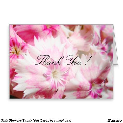 Pink Flowers Thank You Cards Pink Flowers Thank You