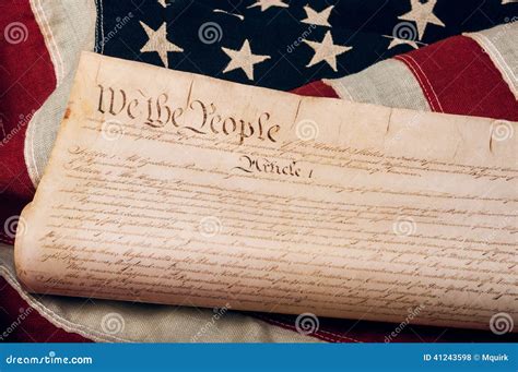 United States Constitution On An American Flag Stock Photo Image Of