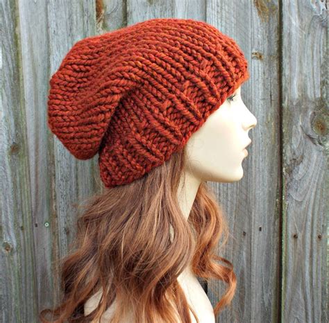 Chunky Knit Hat Mens Hat Womens Hat Winter Hat Slouchy Beanie Hand