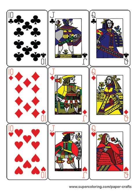 Free coloring sheets to print and download. Guyenne Classic Deck of Playing Cards Printable Template ...