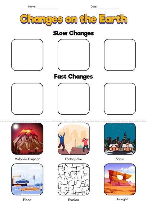 Free Printable Fast And Slow Changes To Earths Surface Worksheet