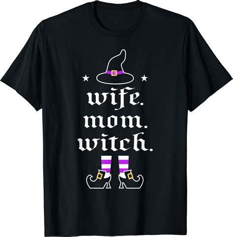 Wife Mom Witch Funny Halloween Witch For Moms And Women T Shirt