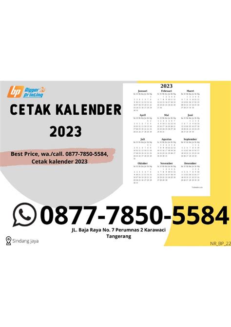 Best Price Wacall 0877 7850 5584 Cetak Kalender 2023 Di Sindang