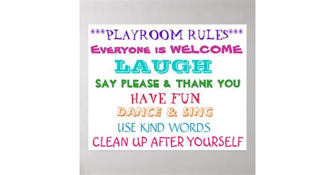 Playroom Rules Poster Zazzle