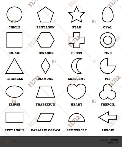 2d Outline Shapes Set Vector And Photo Free Trial Bigstock