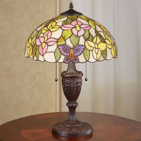 Valerie Butterfly Floral Stained Glass Table Lamp