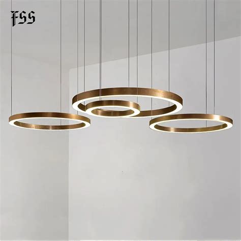 Fss Modern Gold Ring Design Led Round Chandeliers Lamp Chandelier