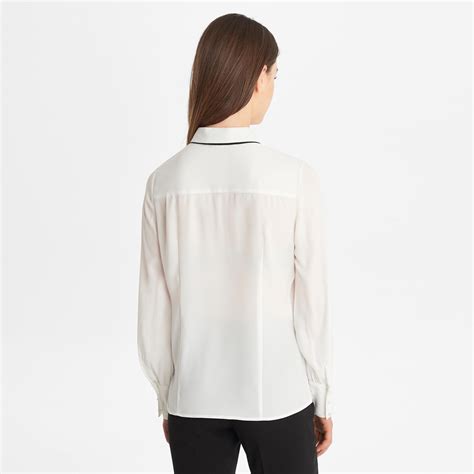 Karl Lagerfeld Long Sleeve Blouse With Pearl Collar In White Lyst