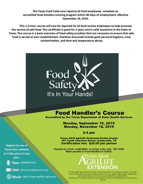 Training must be approved by state or ansi. Food Handlers Certification Course Fall 2019