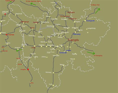 Sichuan Travel Map China Trekking Guide Route Map Photo