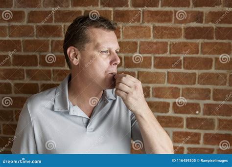 Man Blowing A Whistle Isolated Stock Image Image Of Adult Wall
