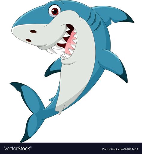 Illustration Of Cartoon Funny Shark Isolated On White