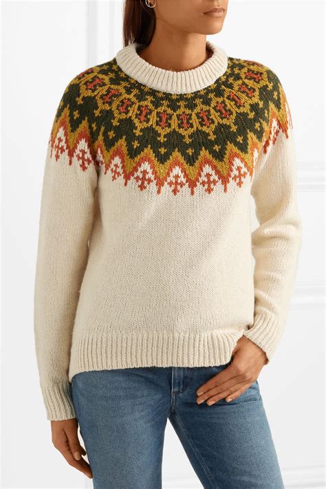 Lyst Madewell Fair Isle Cotton Blend Sweater In Natural