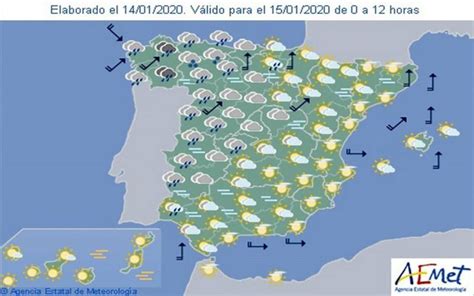 Aemet Pronóstico Del Tiempo En Toda España Hoy 15 De Enero De 2020