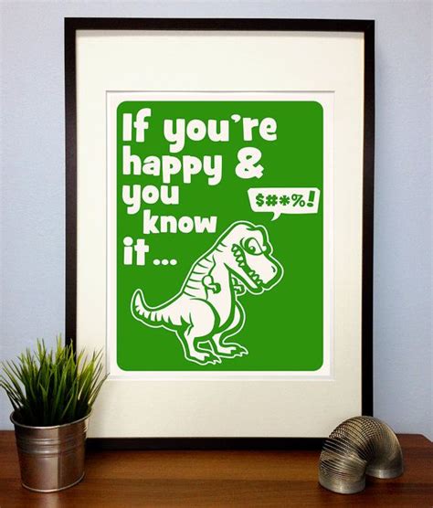 Funny T Rex Poster Print Quote T Rex Cant Clap Dinosaur Letterpress