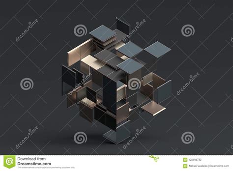 Abstract 3d Rendering Of Geometric Shapes Stock Illustration