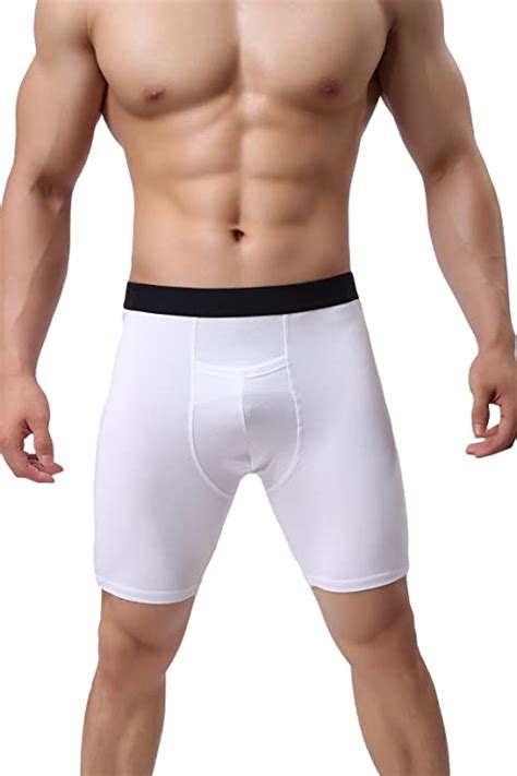 Neiku Mens Long Boxers Cotton Boxer Briefs Long Underwear White X