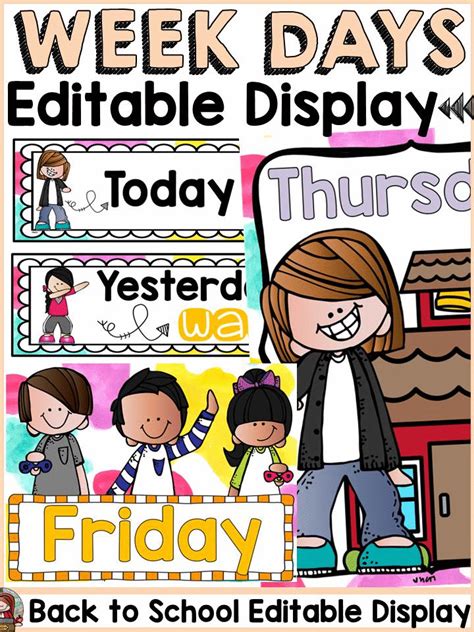 Back To School Classroom Decor Editable Days Of The Week Display