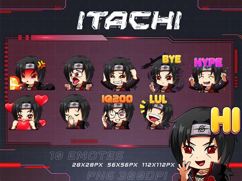 Itachi Akatsuki Twitch Emotes Pack Youtube Discord Streamer Etsy Uk