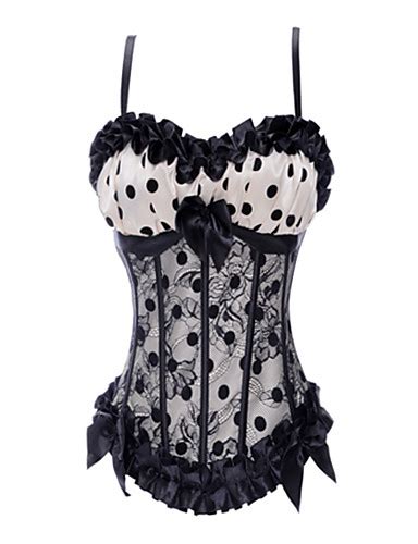 Senchanting Women S Polka Dots Corset With Strap Padded Cup Bustier