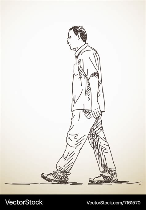 Man Walking Side View Drawing