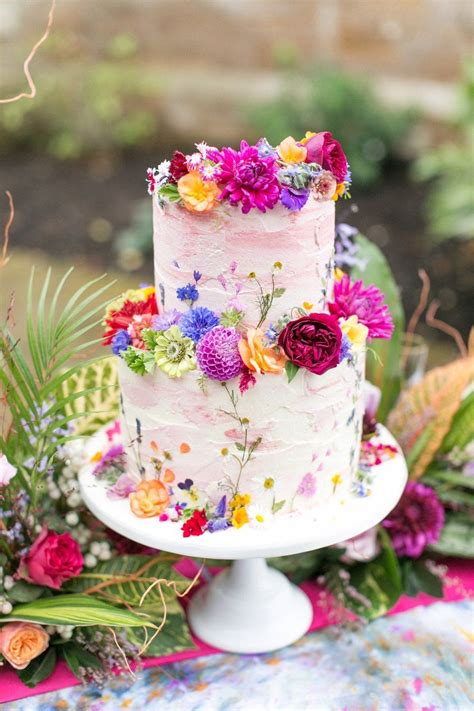 Bright Floral Cake Floral Wedding Cake Spring Wedding Cake
