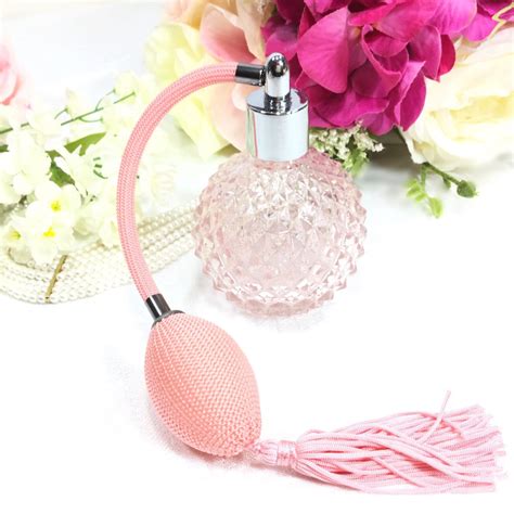 Pink Glass Cut Perfume Atomizer Pink Perfume Spray Bottle For Vanity
