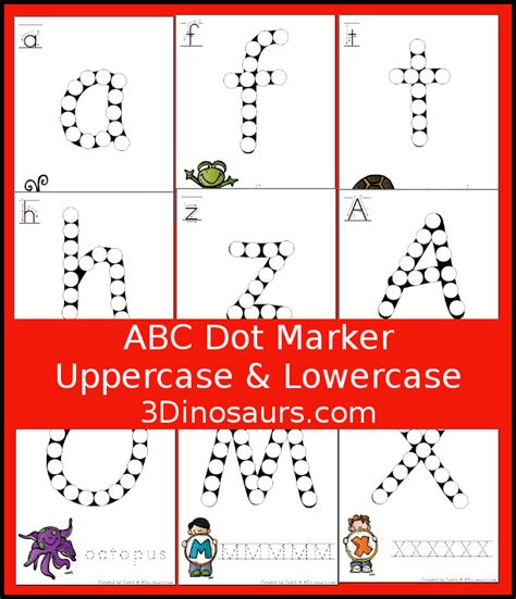 Abc Dot Marker Uppercase And Lowercase 3 Dinosaurs